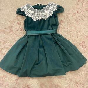 Luli & Me Green Dress with Lace Detail